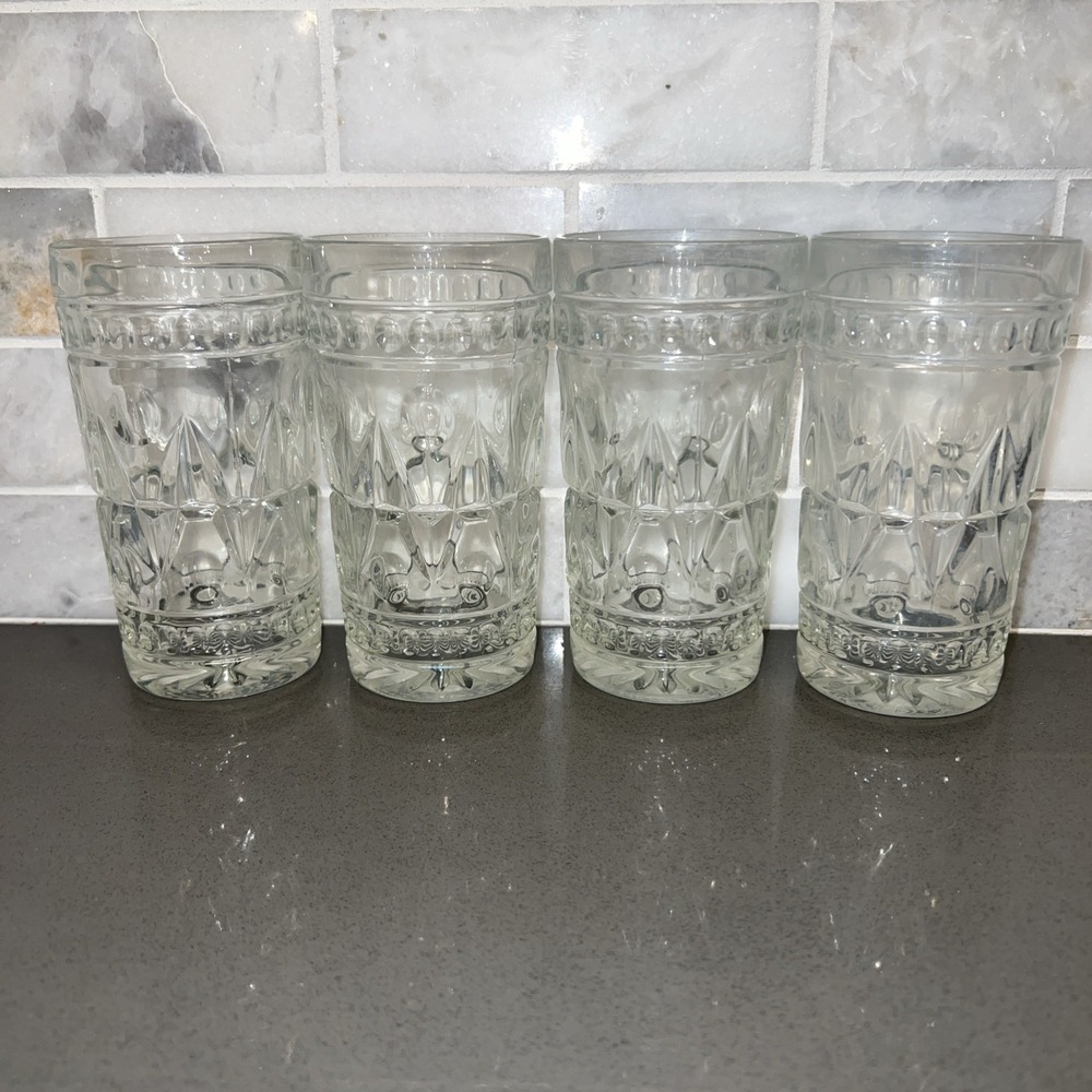 Vintage 1950's Clear Colony Park Lane  5.5" Iced Tea Glasses  Set of 4